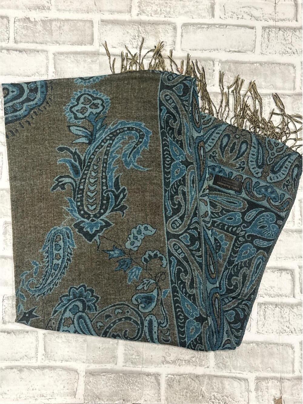 100% Pashmina Paisley Pattern Scarf with Fringe